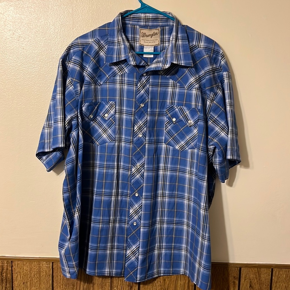 Wrangler Western Short Sleeve Pearl Snap Shirt Multicolor Plaid Men Size 4XL
